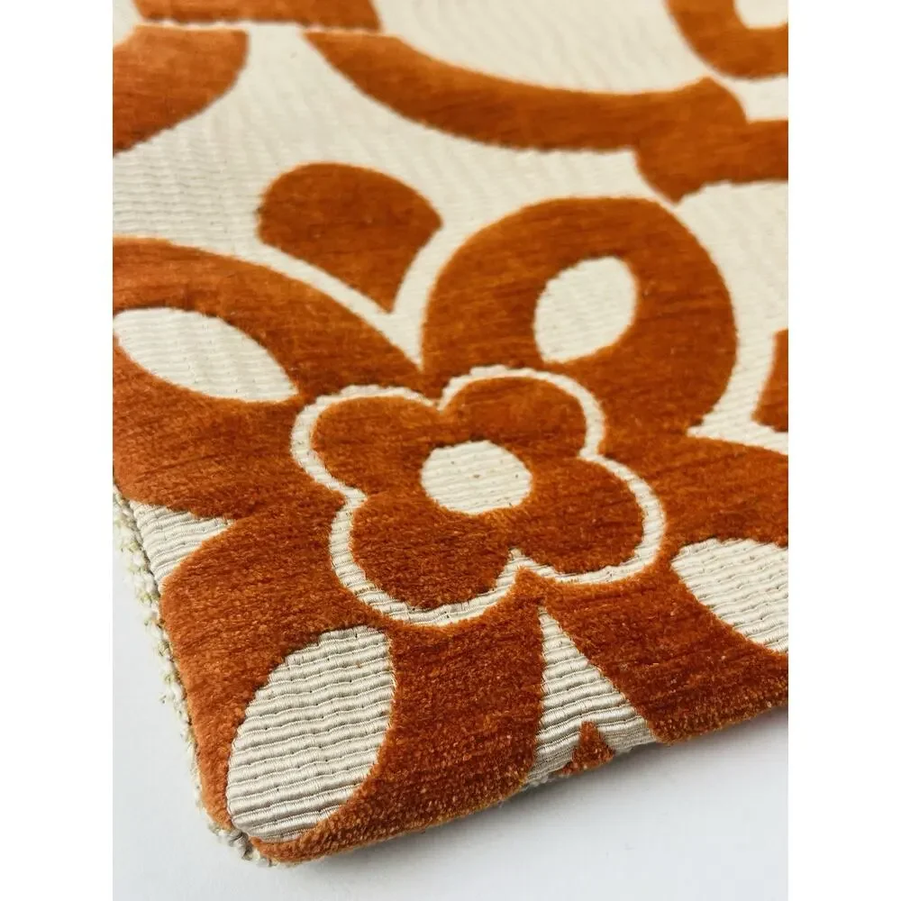 Orange Moroccan Style Tile Texture Pillow Cover Thick Zipper Zip Boho Ethnic 17